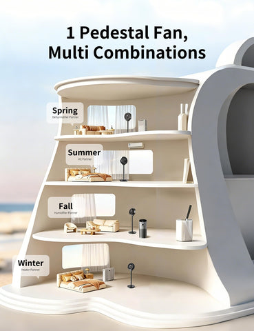 Becvtoz pedestal fan all-in-one storage design keeps components tidy