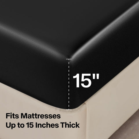 BEDELITE satin sheets easy care concept with cold wash depiction.