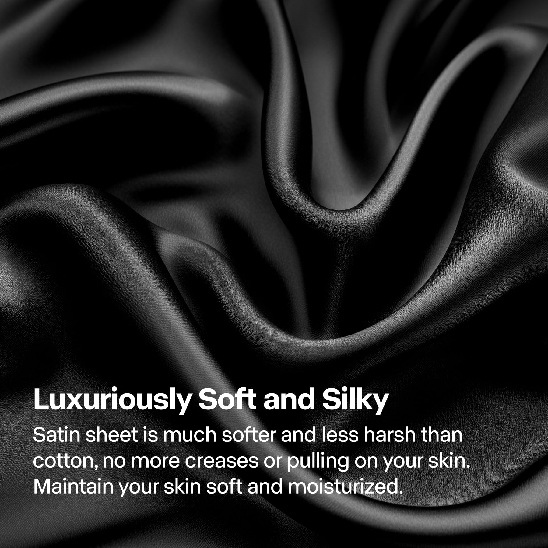 BEDELITE satin sheets jet-black color adds elegant bedroom mood.