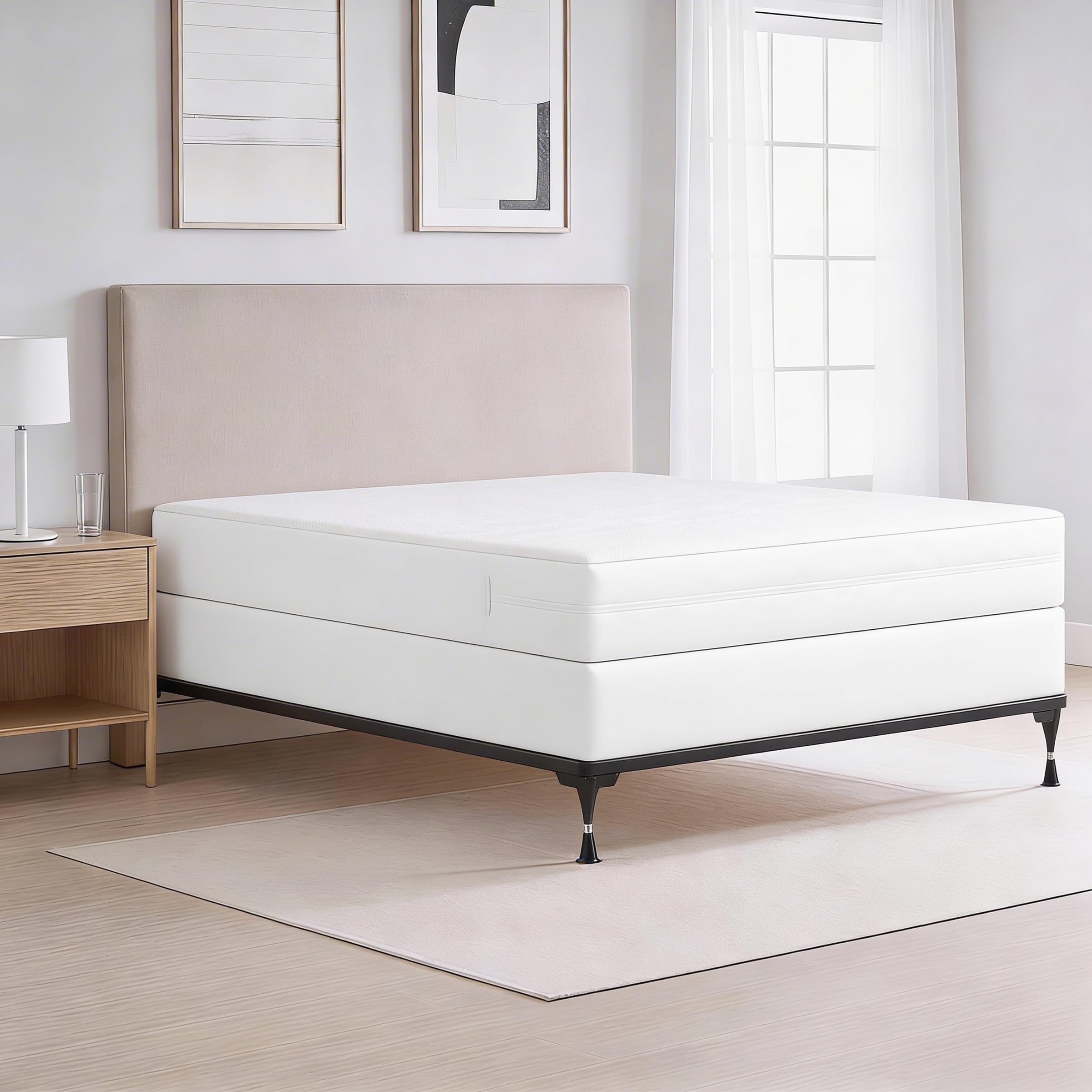 Bed Bug Blocker full-size white protector fits standard mattresses
