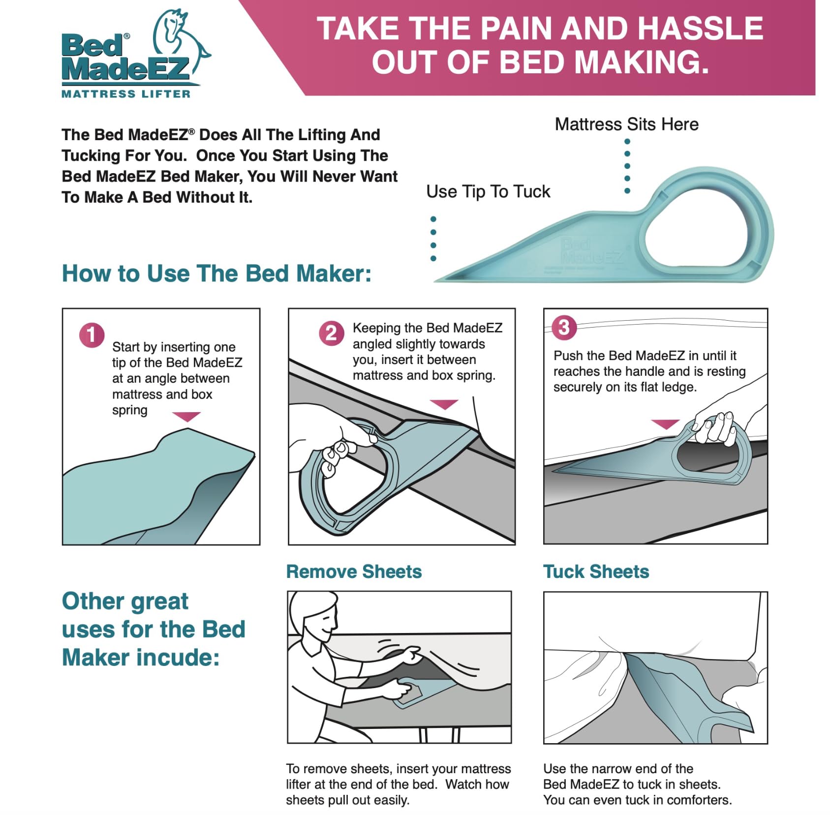 Bed MadeEZ ergonomic handle grip for comfortable lifting
