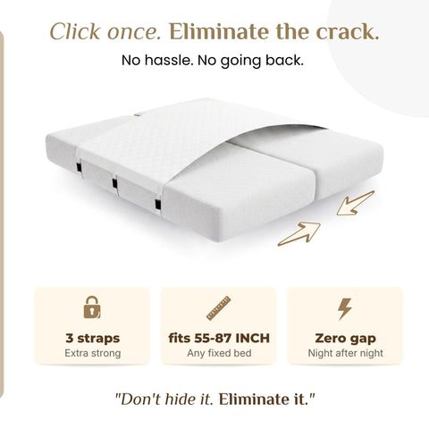 Bedbinder Deluxe Low-Profile Slide Stopper image sits under bedding for seamless comfort.