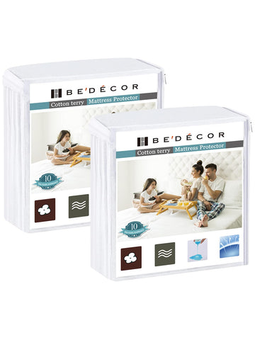 Bedecor 2-pack queen protector with waterproof shell for spills