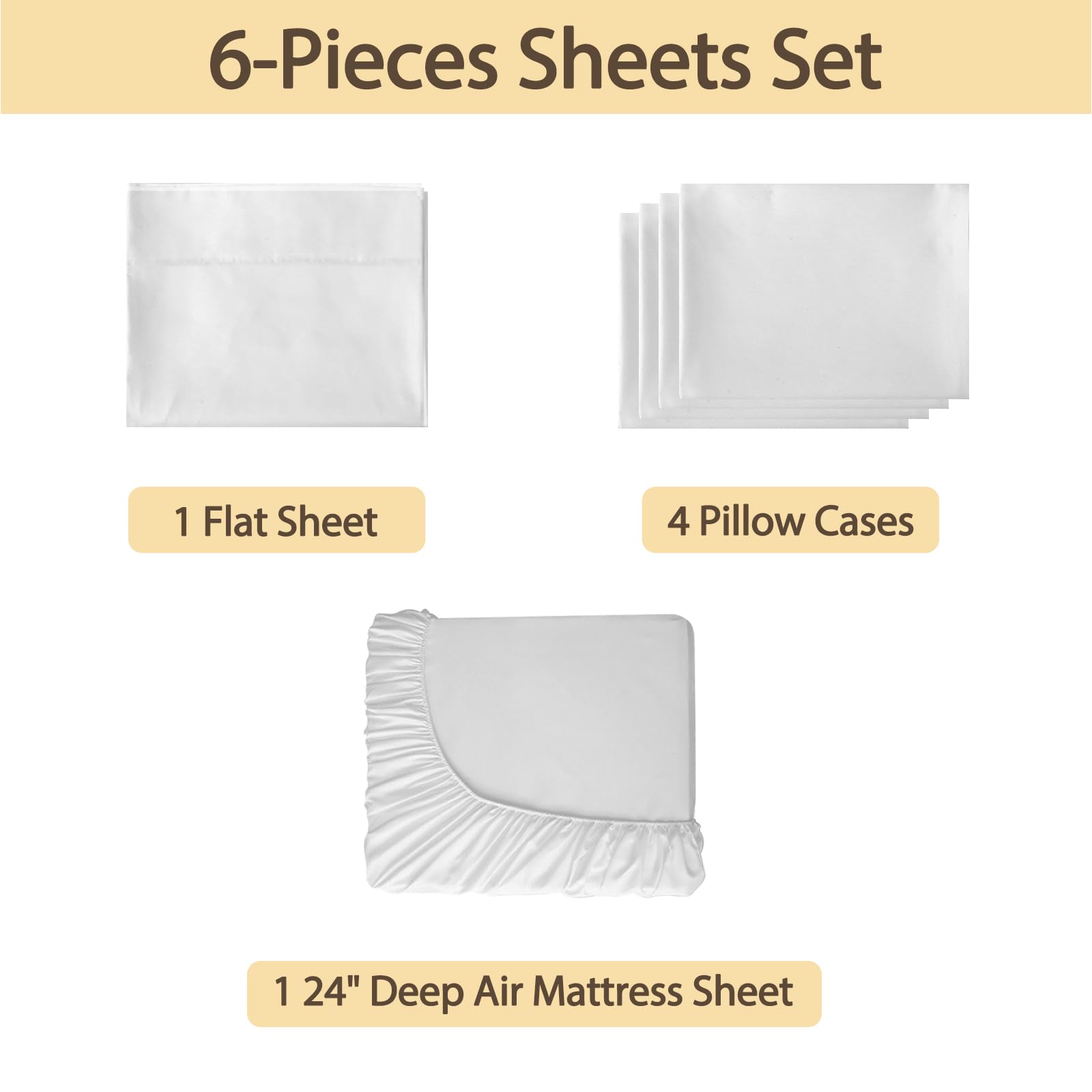 Bedecor air mattress sheet set with deep pockets fits 16-24 inch beds securely.