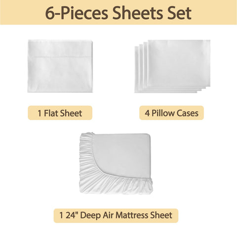 Bedecor air mattress sheet set with deep pockets fits 16-24 inch beds securely.