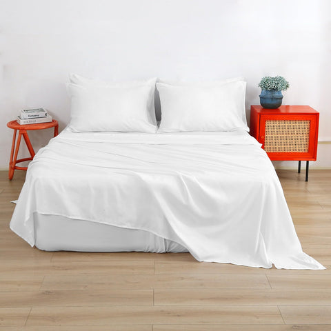 Bedecor air mattress sheet set in white and gray complements any decor.