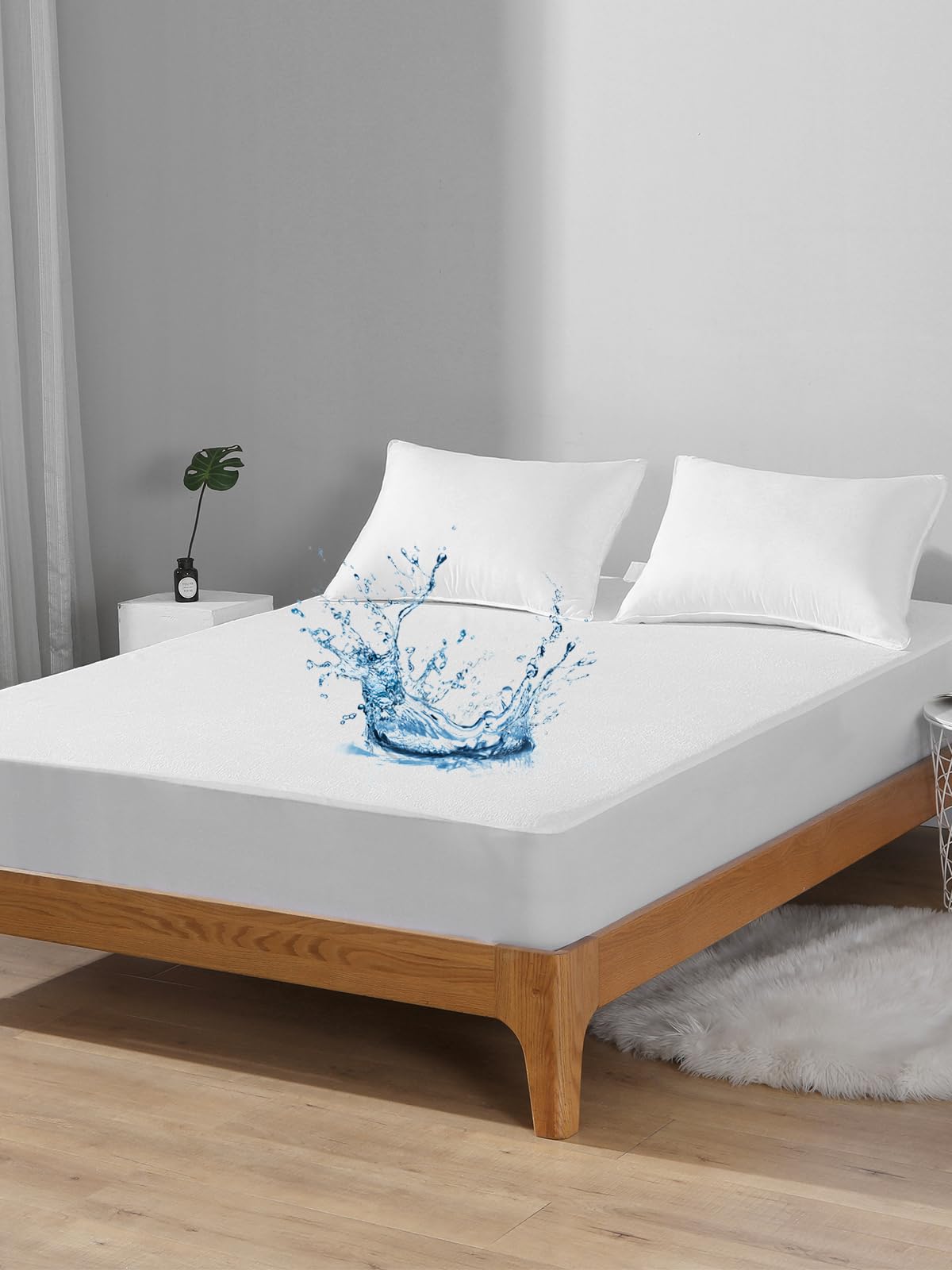 Bedecor twin protector demonstrates deep-pocket 18-inch fit on a mattress