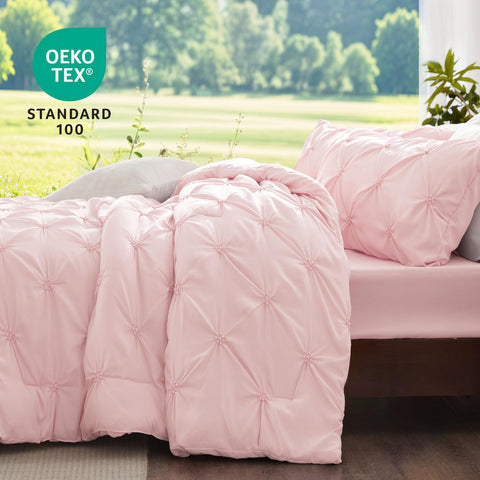 BEDELITE Baby Pink Queen Comforter Set includes two pillowcases for a complete bed update