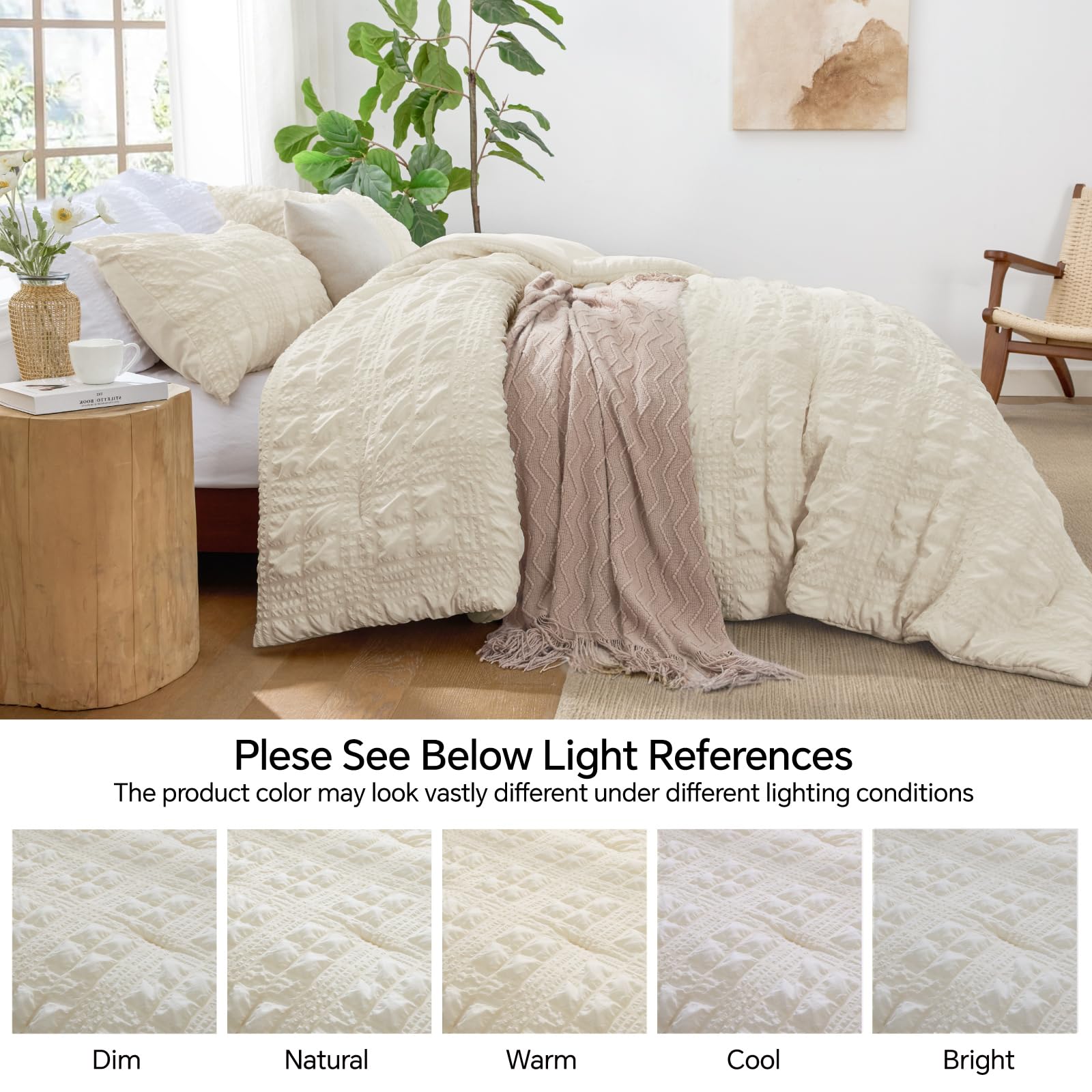 BEDELITE beige bedding set highlights soft surface and wrinkle-resistant top