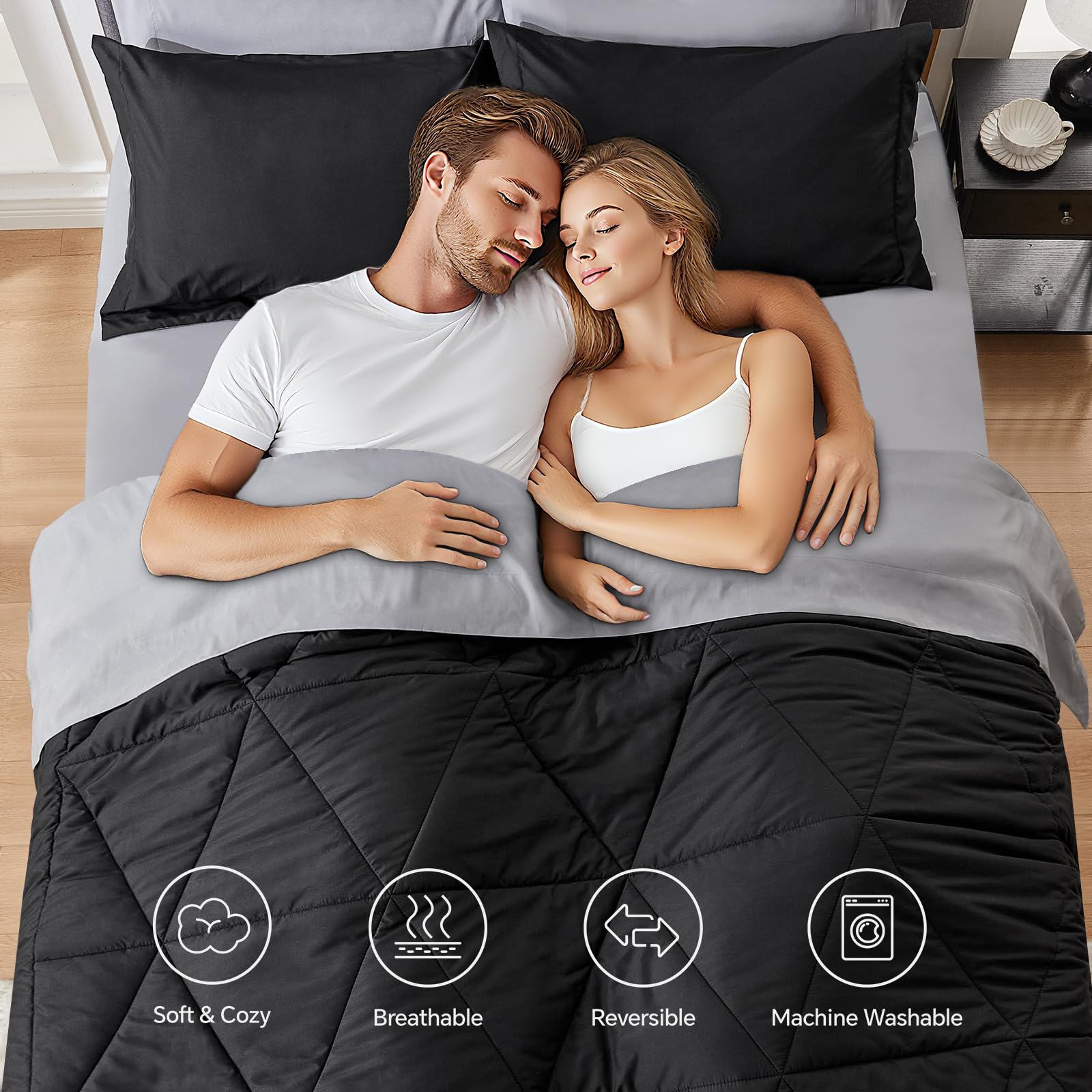 BEDELITE black bed set offers modern elegant decor.