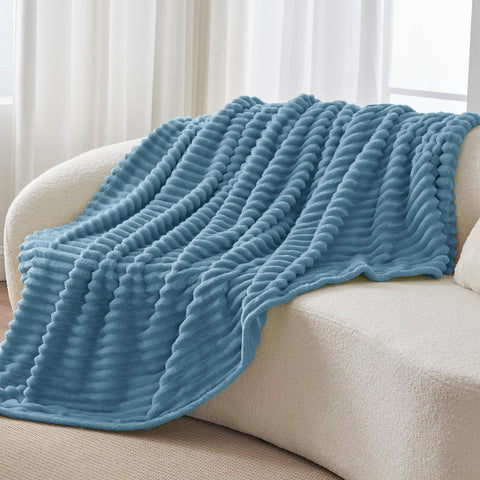 BEDELITE blue throw bedroom decor adds soft texture