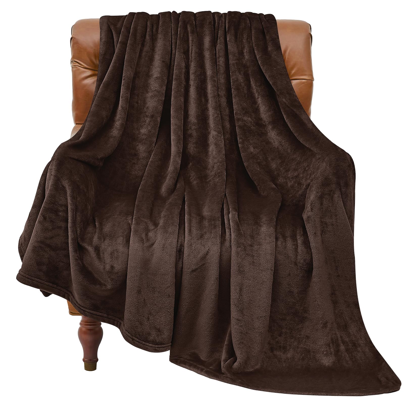 BEDELITE brown fleece blanket folded on a couch for cozy evenings.