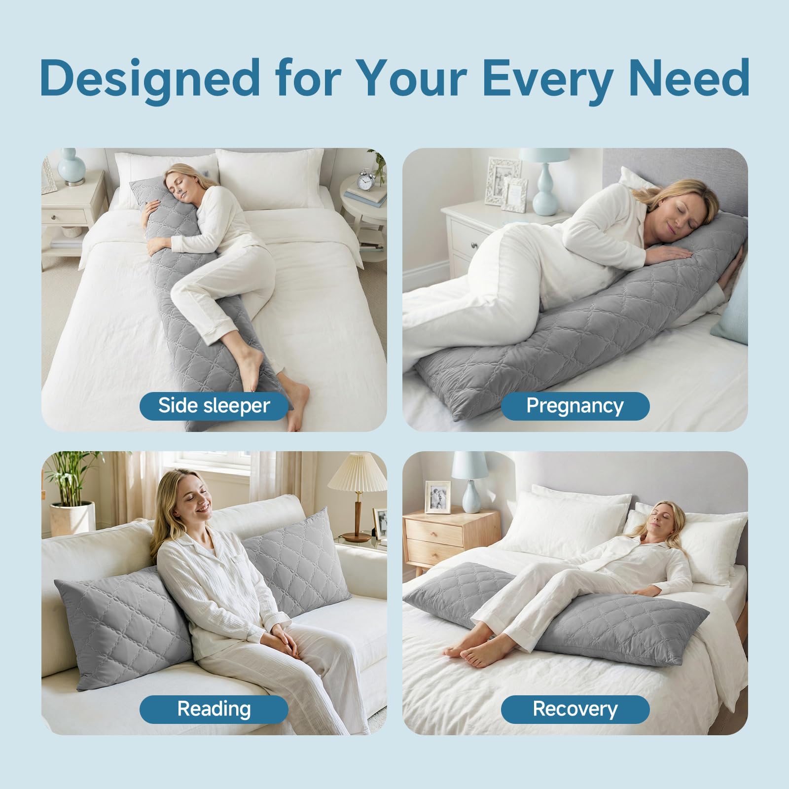 BEDELITE pregnancy-friendly setup with extended support for growing belly.