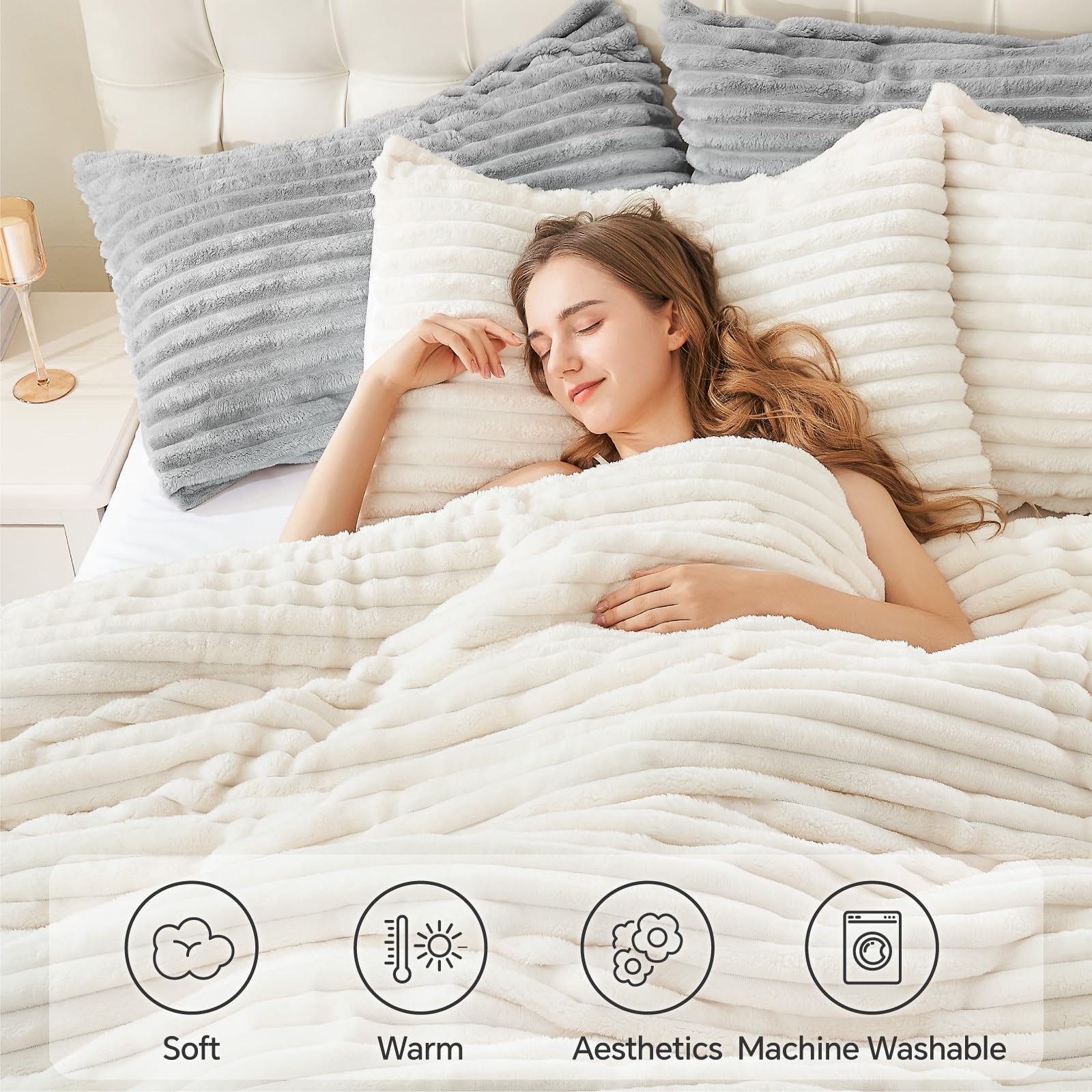 BEDELITE cream white plush fabric detail reflecting premium, safe materials.