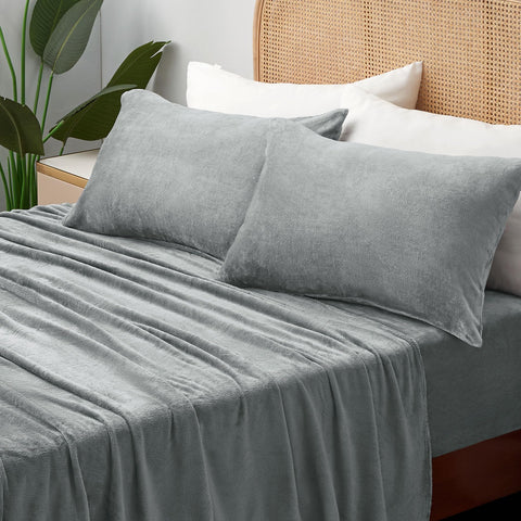 BEDELITE fitted deep-pocket grey sheet securing mattress up to 16 inches