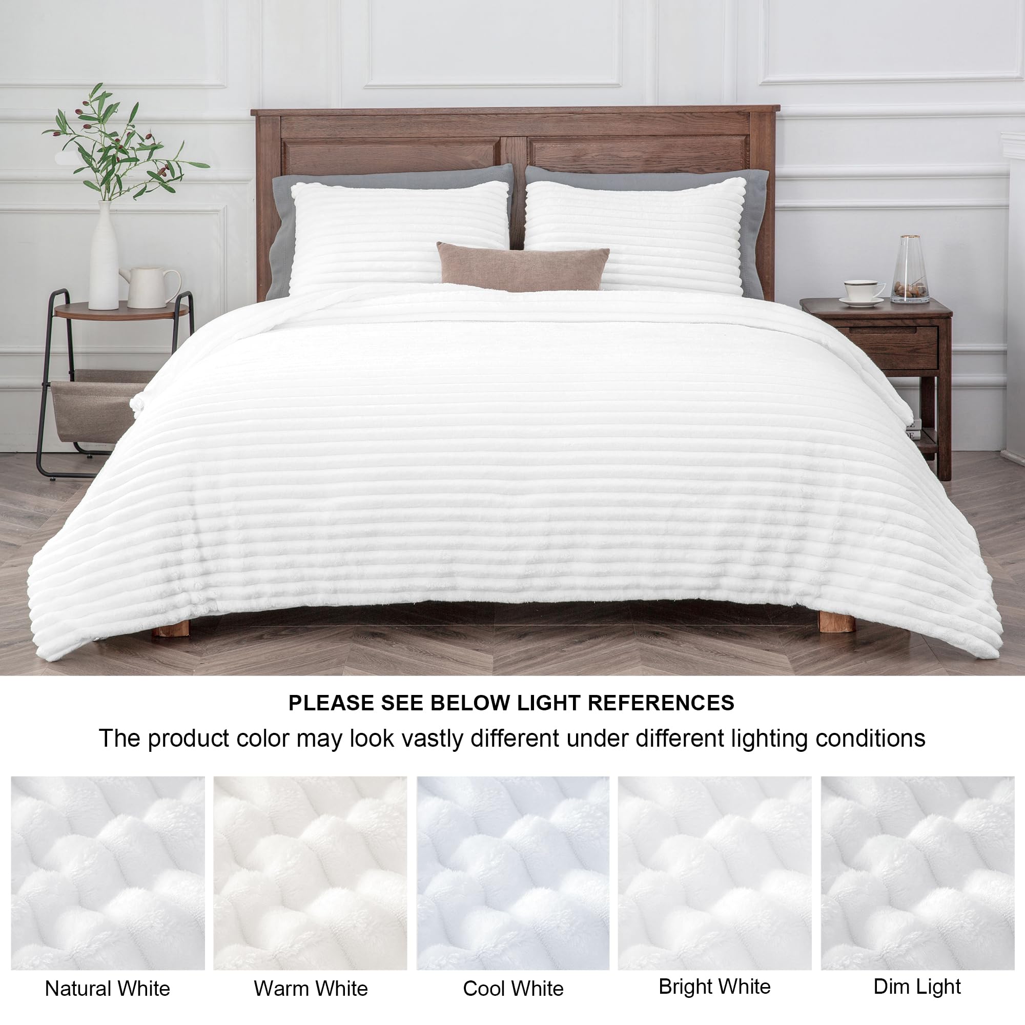 Bright white plush adds a luxe touch to any bedroom