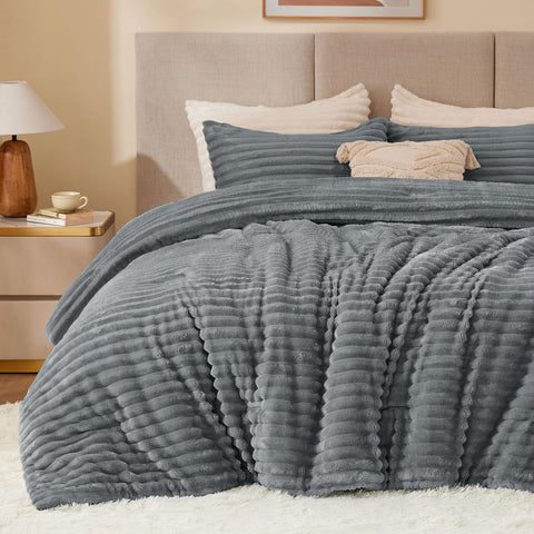 BEDELITE fleece queen comforter set on bed, plush and inviting warmth.