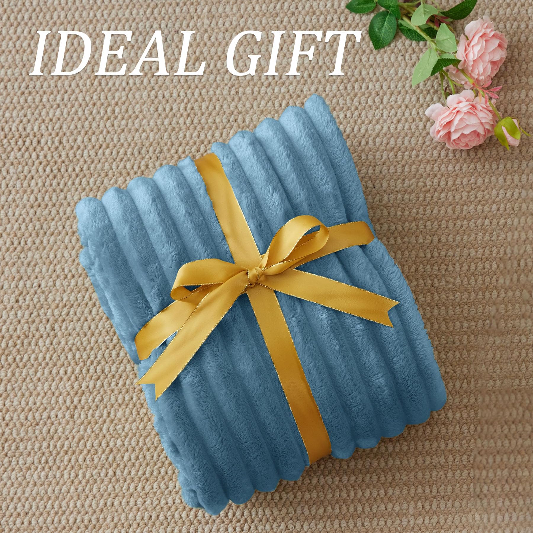 BEDELITE fleece throw blanket folded beside bed for easy access