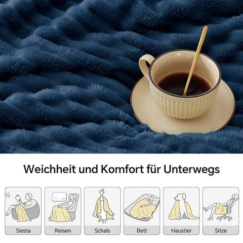 BEDELITE throw shown in various settings for versatile couch and travel use