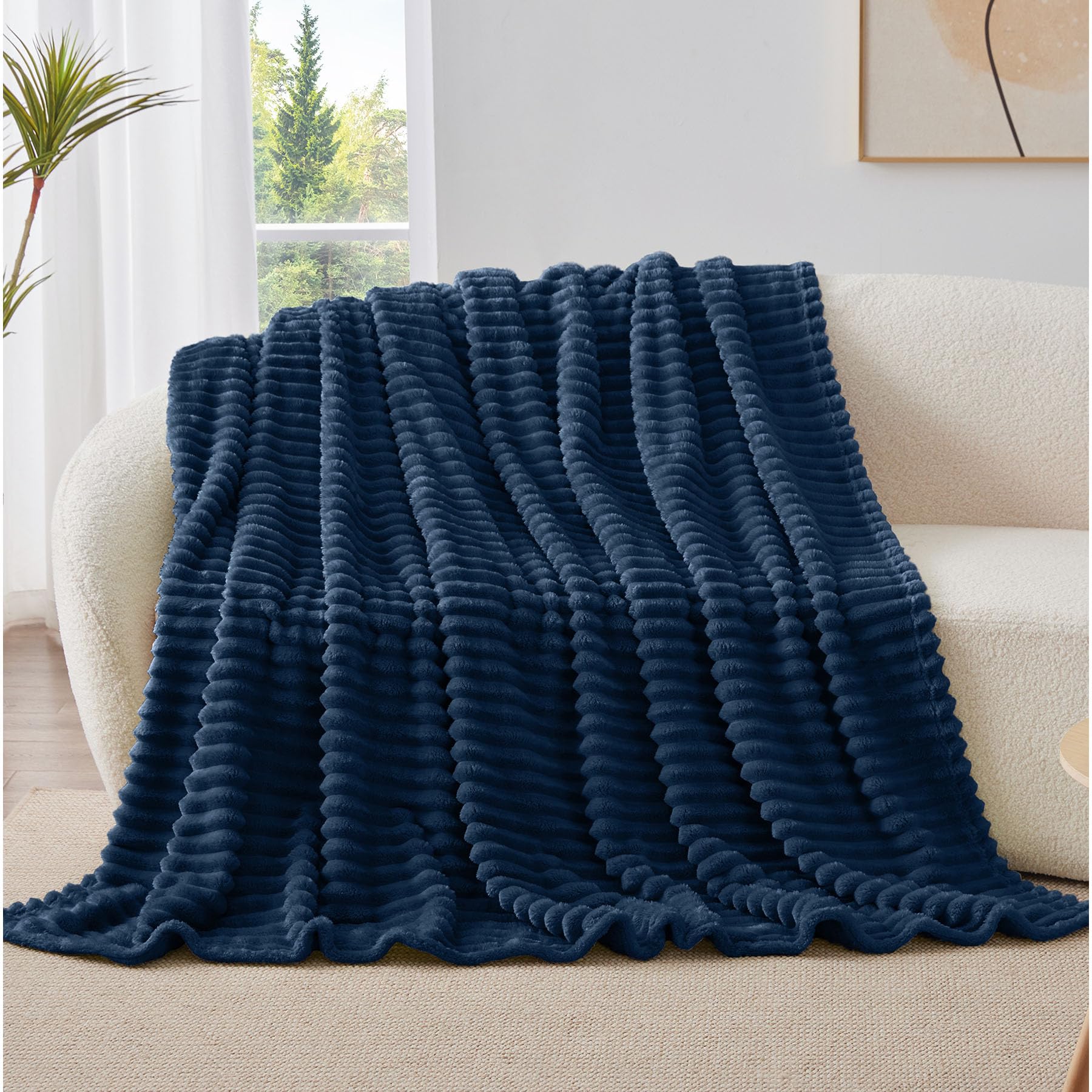 BEDELITE giftable navy throw adds cozy decor and sentiment