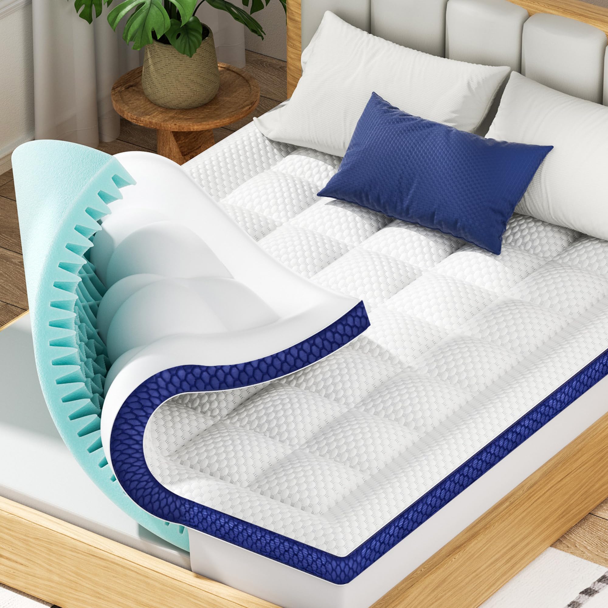 BEDELITE king topper memory-foam highlights contouring support for targeted comfort.