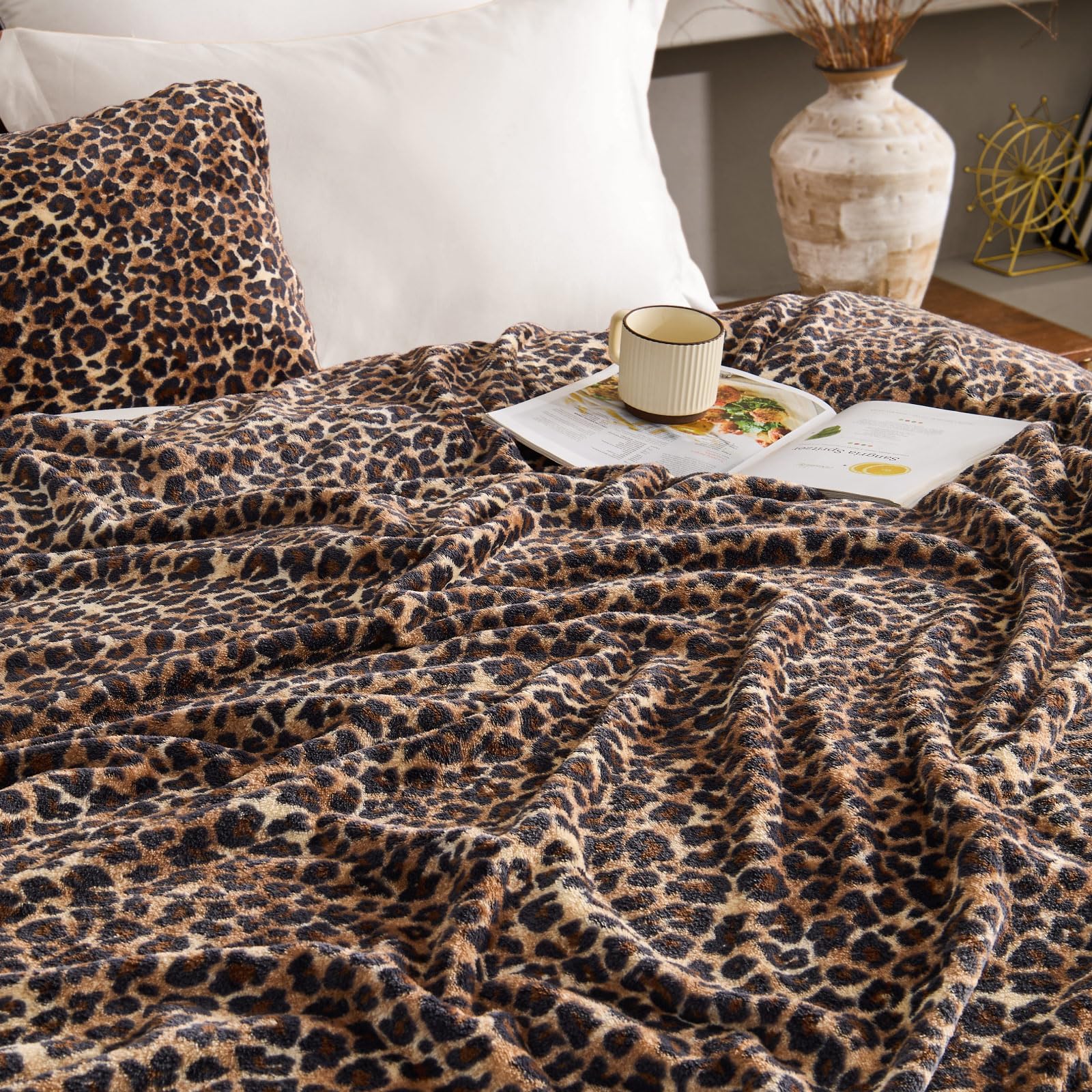 BEDELITE leopard blanket folded for easy storage and style
