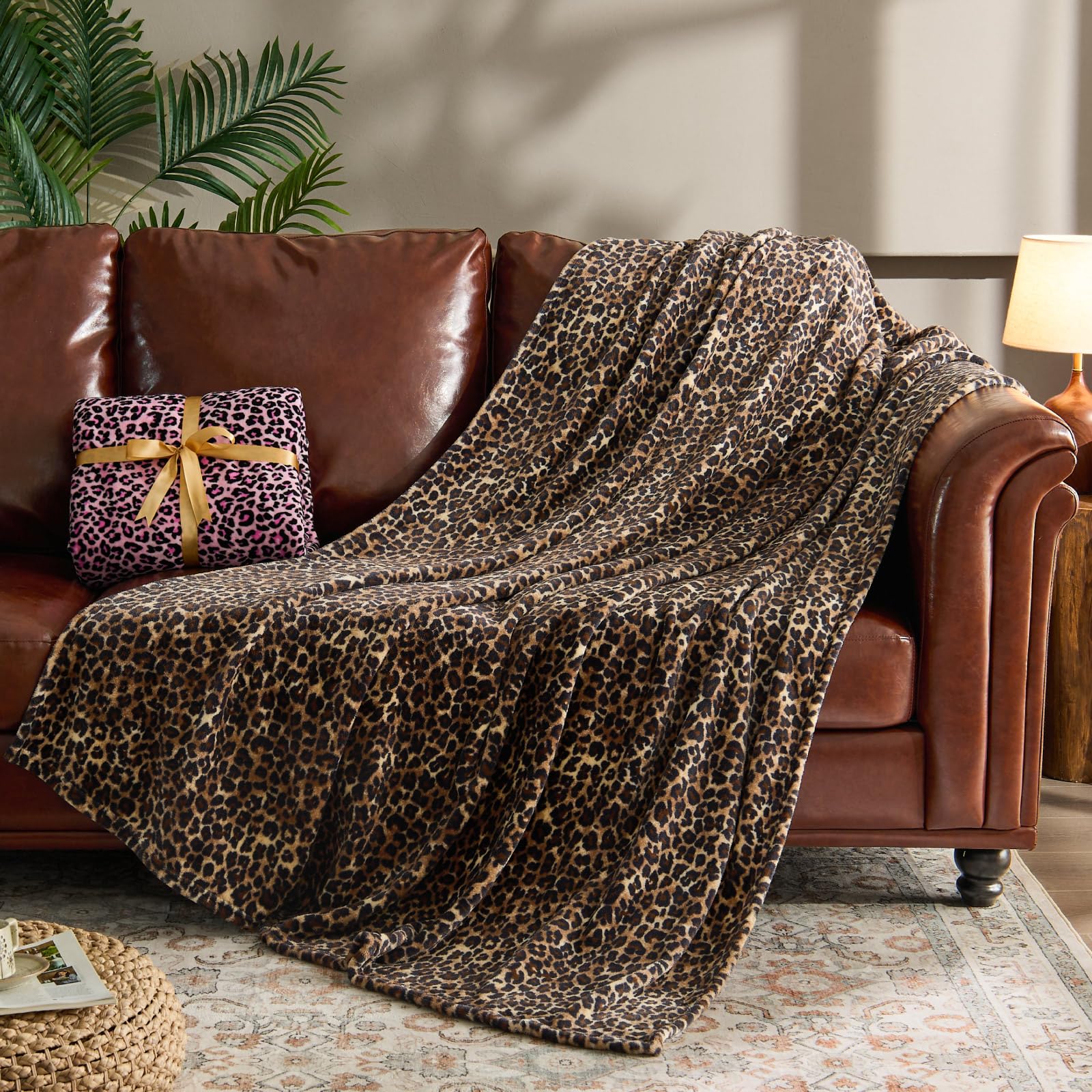 BEDELITE leopard blanket texture detail highlights rich color and durable print