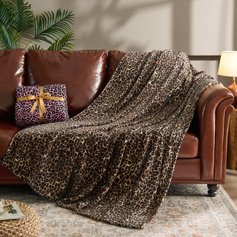BEDELITE leopard blanket texture detail highlights rich color and durable print