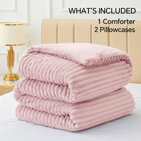 Bedelite queen set packaging highlights easy care and cozy vibes