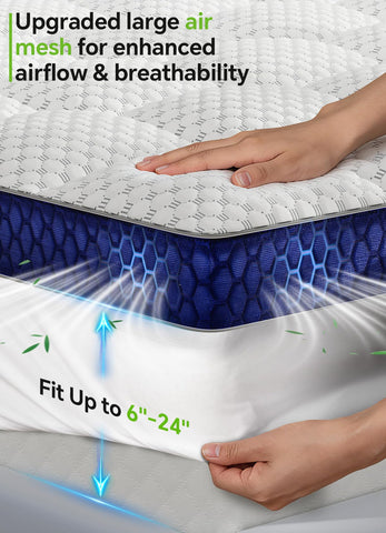 BEDELITE Queen Topper deep pocket fits mattresses up to 24 inches securely