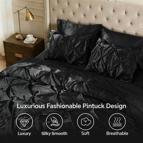 BEDELITE satin comforter set 260gsm filling provides lightweight warmth