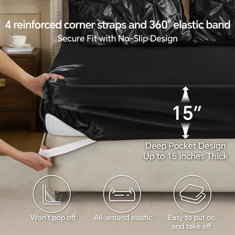 BEDELITE queen deep-pocket fit accommodates up to 15 inches