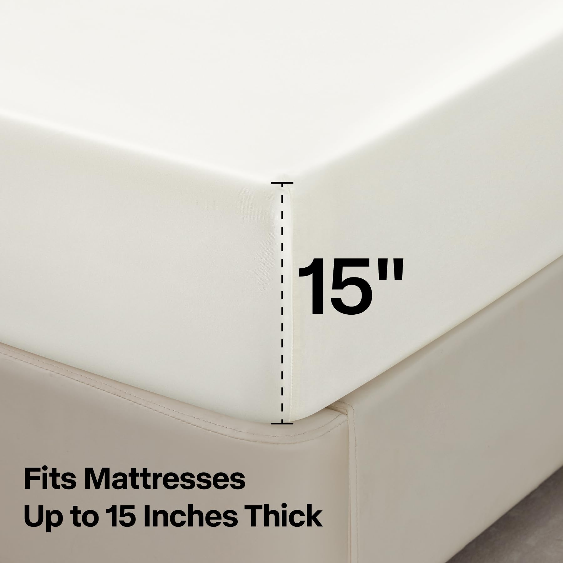 BEDELITE satin fitted sheet with elastic corner straps for secure deep-pocket fit