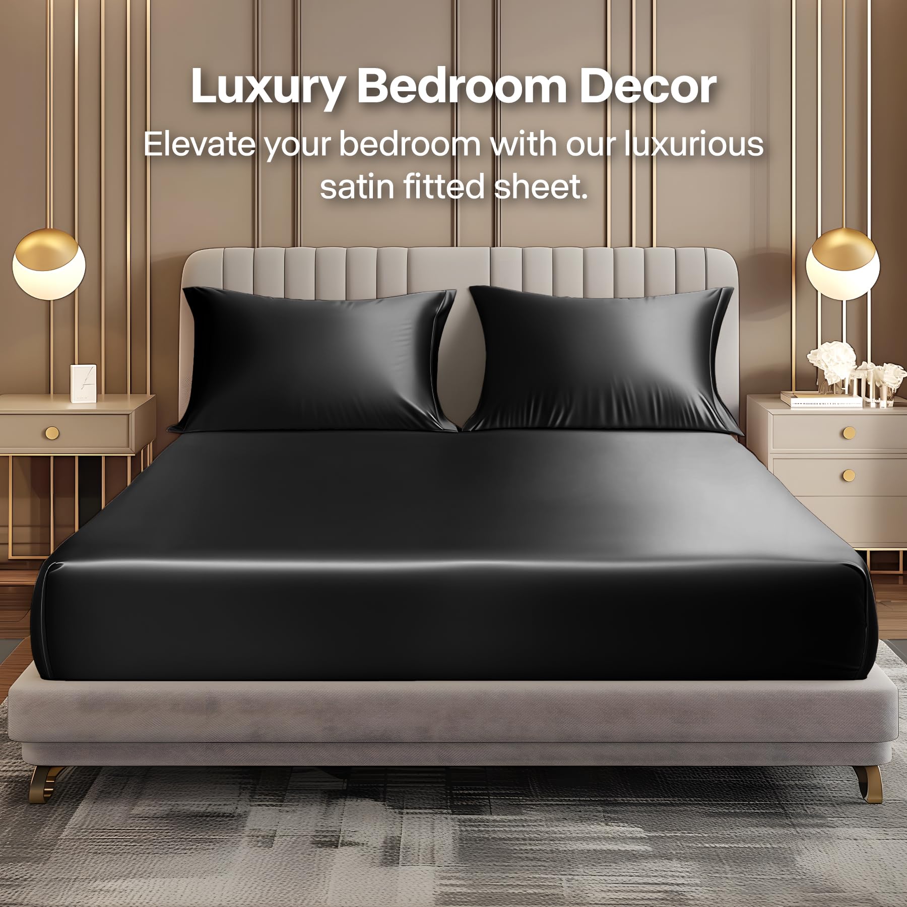 BEDELITE king black satin pillowcase gentle on hair and skin