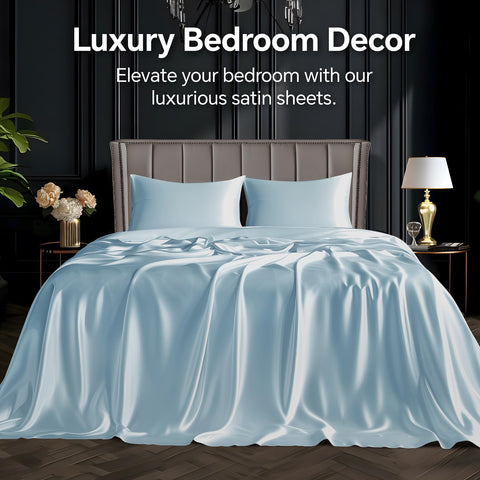 Close-up of BEDELITE satin fabric highlights a smooth, gentle texture.