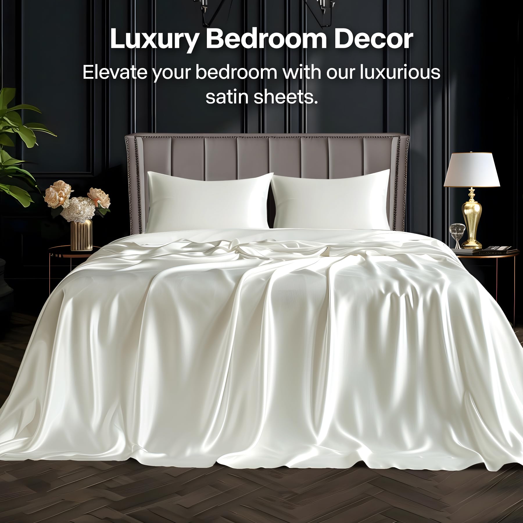 BEDELITE satin sheets with deep-pocket fitting keep mattress snug overnight