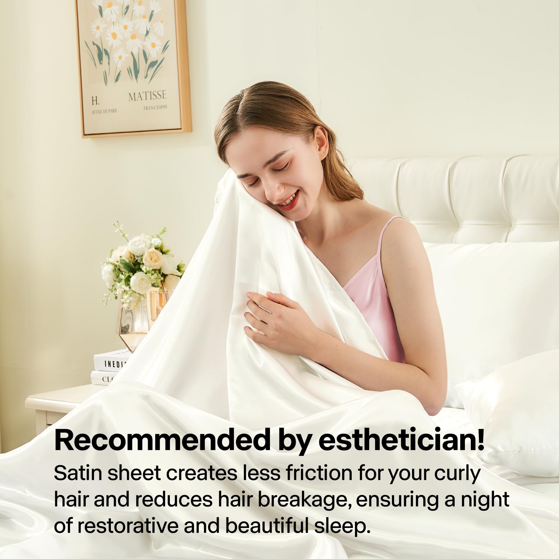 BEDELITE satin sheets protect hair and skin with a smooth glide