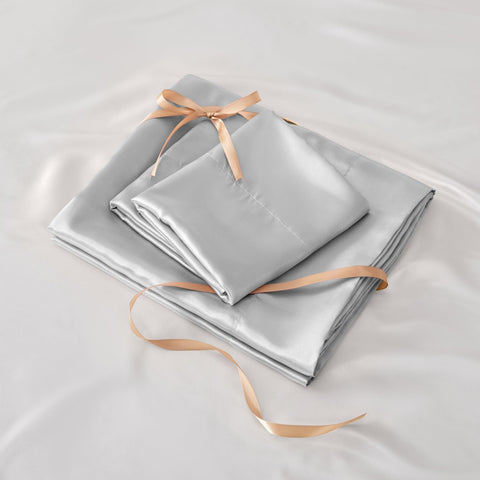 BEDELITE satin sheets queen packaging and color options showcase premium bedding