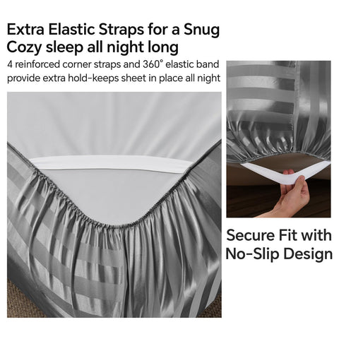 BEDELITE satin sheets queen flat sheet included for easy setup