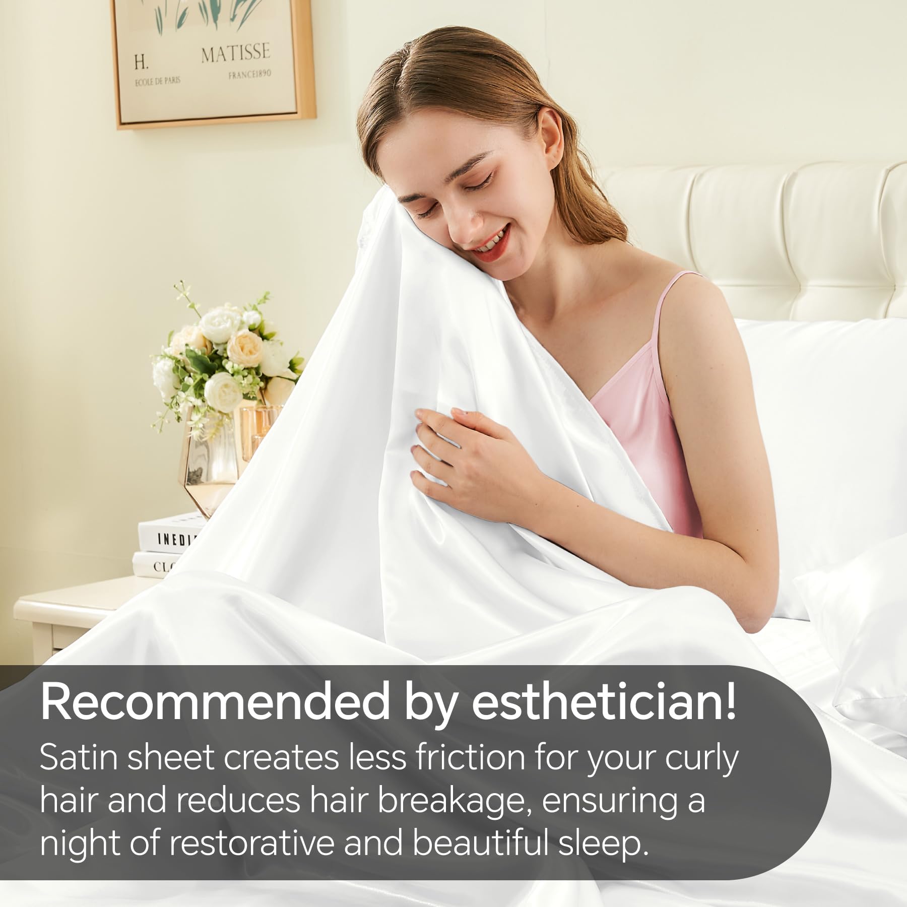 BEDELITE satin sheets queen pillowcases included for smooth skin and hair protection
