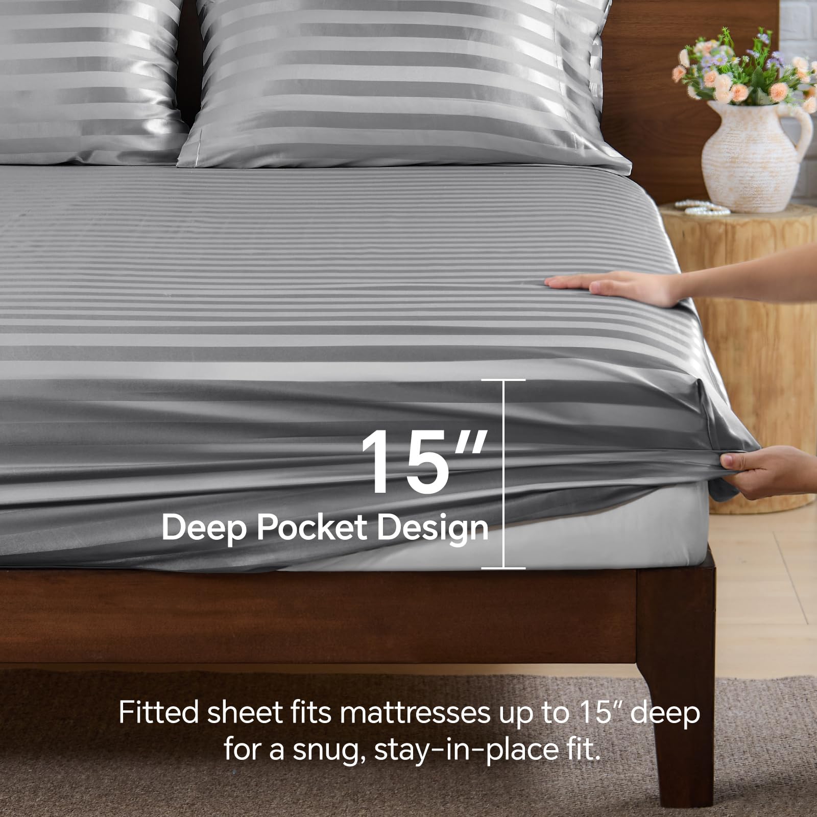 BEDELITE satin sheets queen pillowcases included for complete comfort