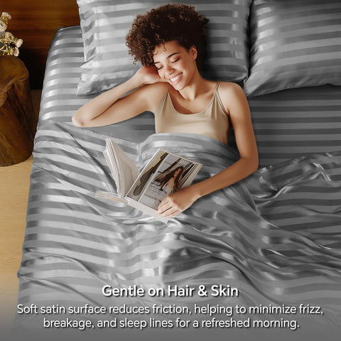 BEDELITE satin sheets queen silky hand feel enhances hair and skin comfort