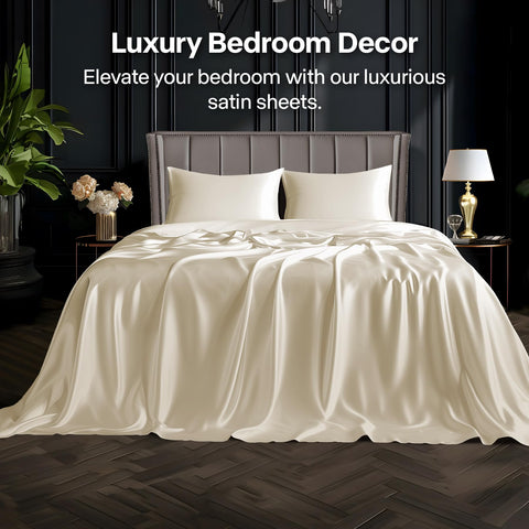 BEDELITE satin sheets soft silky touch enhances comfort and skin feel.