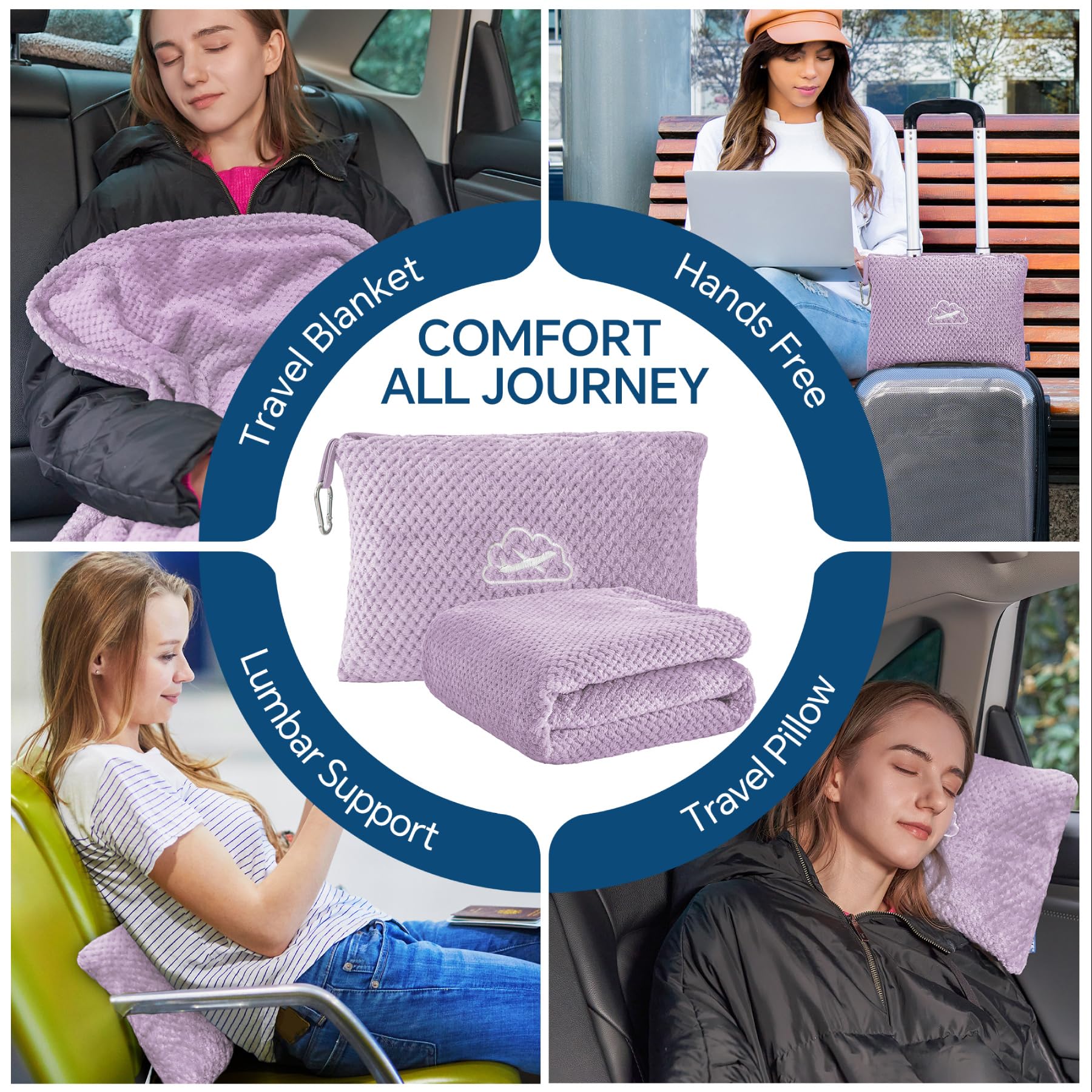 BEDELITE lavender jacquard travel blanket showcases premium texture and style.