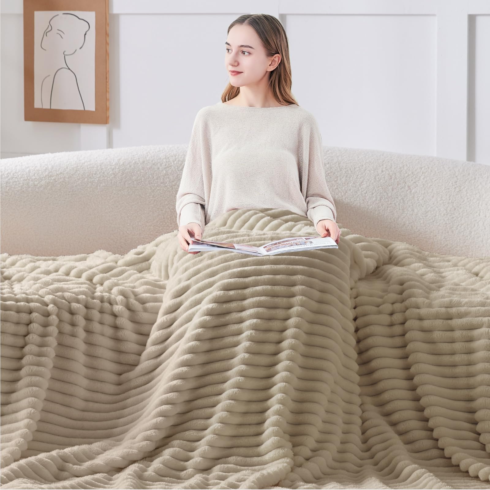 BEDELITE Twin Blanket on sofa nap scene for relaxed lounging.