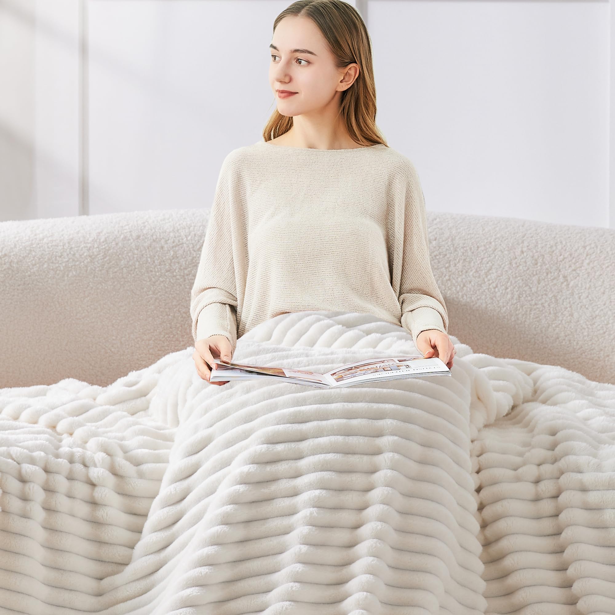 BEDELITE soft cozy blanket showcased for couch lounging and mid-day naps