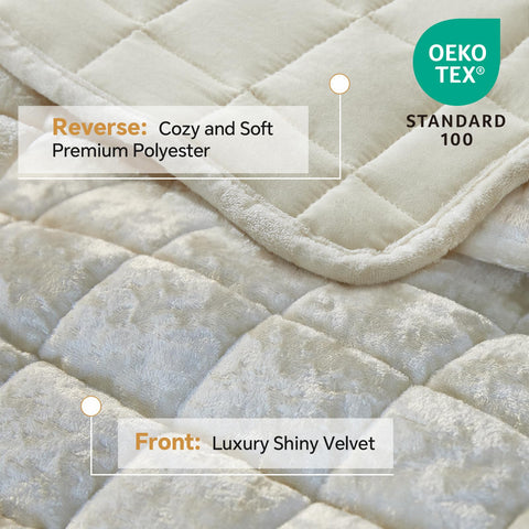 BEDELITE Velvet Quilt King back is brushed fabric for extra warmth during chilly evenings.