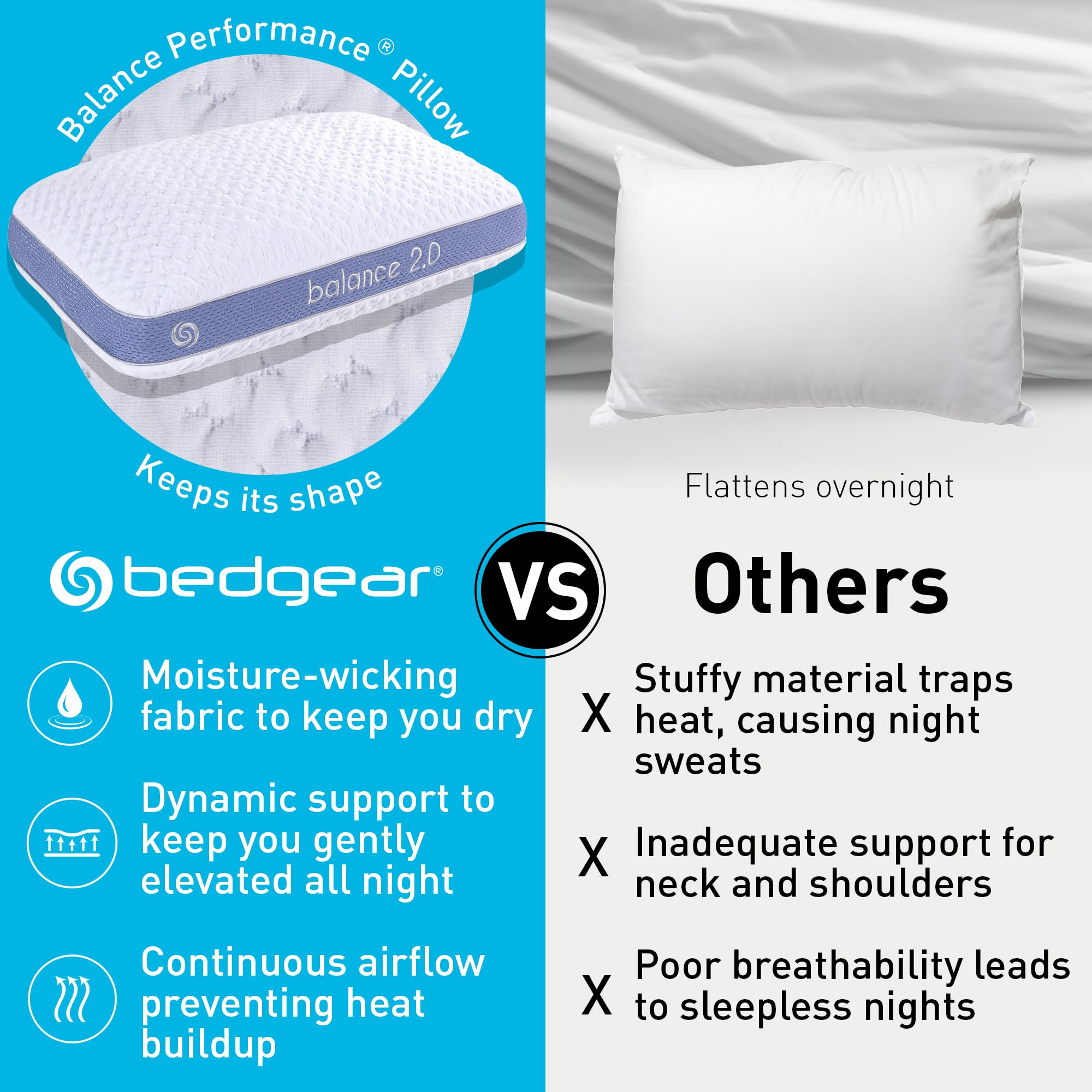 Boost Blend Fill adapts to sleep position for comfortable support.