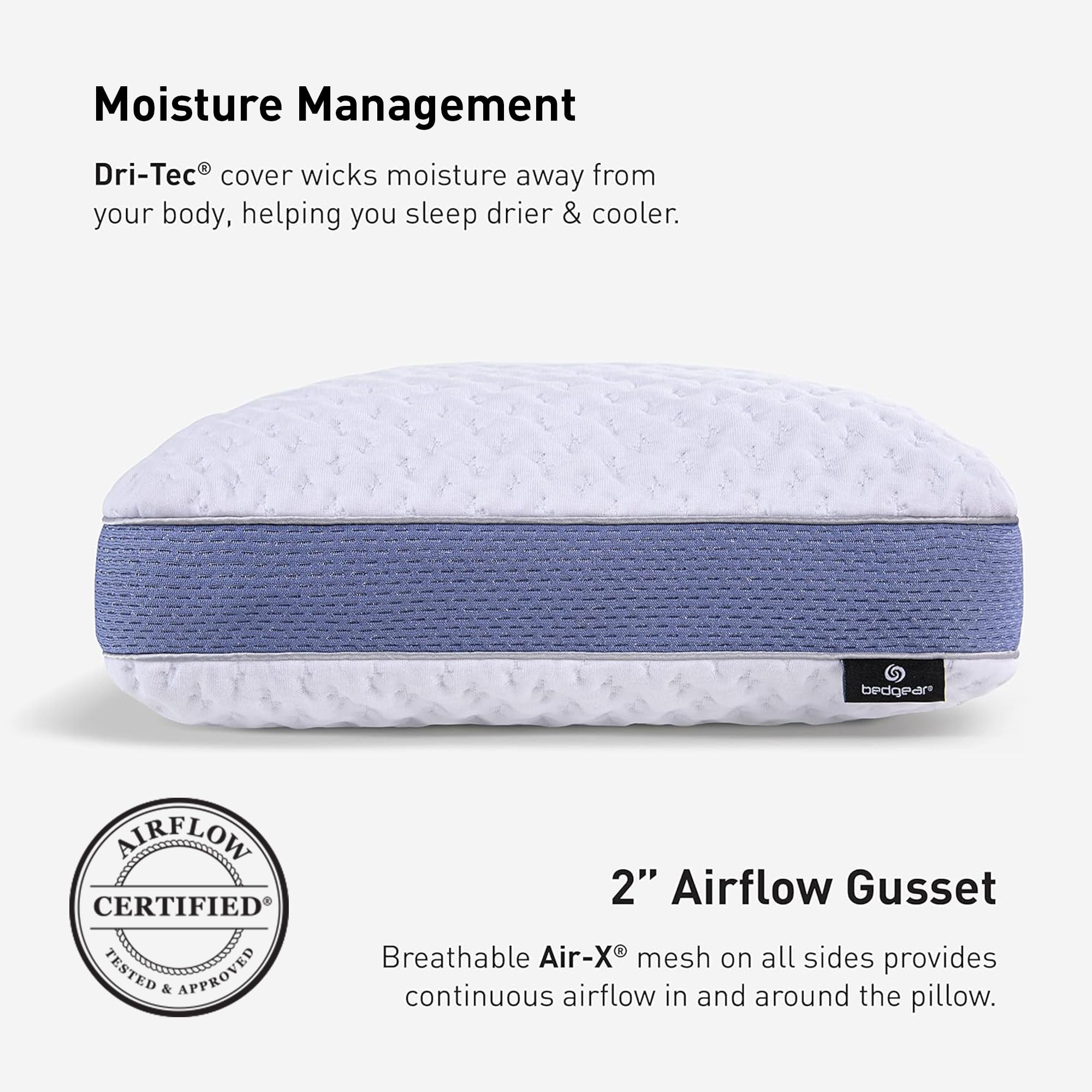 Boost foam core delivers spring-like lift for better alignment in Bedgear Balance Pillow.