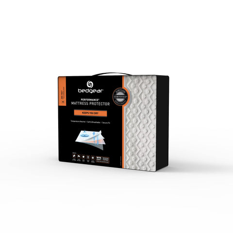 Bedgear white mattress protector provides waterproof, breathable protection.